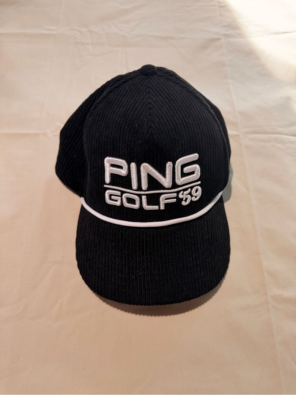 Black PING Golf 59 RETRO cap with white embroidered logo